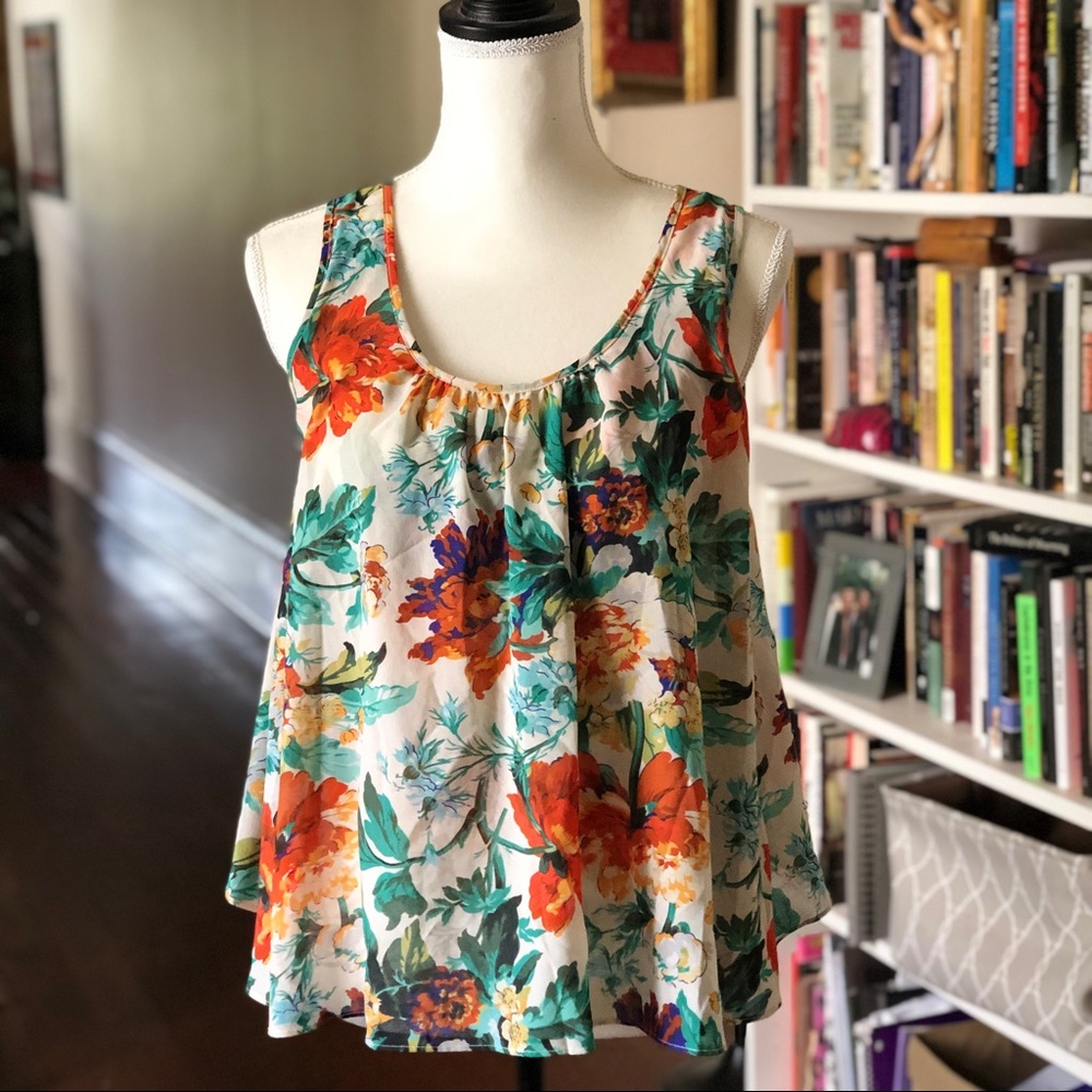 Anthropologie Floral Layered Tank by Meadow Rue
